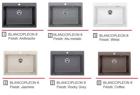 Pleon 8 Single Bowl Sink without Drain Board Collection, 700x510x220, 630x400, Anthracite sink