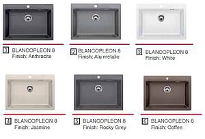 Pleon 8 Single Bowl Sink without Drain Board Collection, 700x510x220, 630x400, Anthracite sink