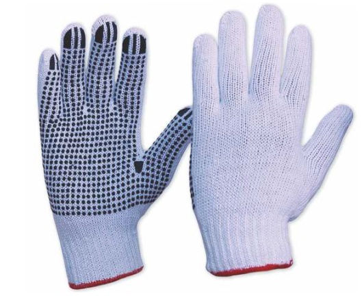 DOTTED COTTON KNITTED WHITE GLOVES 60 GM BLUE DOTS