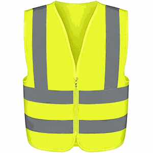 REFLECTIVE SAFETY JACKET GREEN 2 RUNS OF 2 INCH WITH ZIPPER