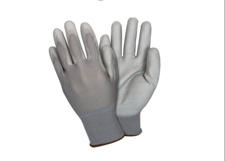 INDUSTRIAL PU COATED GLOVES / GREY SIZE 8
