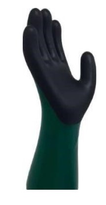NBR FOAM COATED GAUNTLET FLARE CUFF WITH CUT LEVEL A - BLUE AND BLACK SIZE M