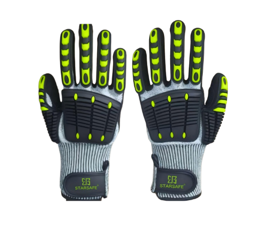 IMPACT RESISTANT NITRILE SANDY COATED GLOVES WITH VELCRO + THUMB REINFORCEMENT