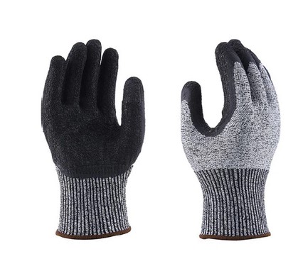 INDUSTRIAL LATEX COATED CUT RESISTANT GLOVES / BLACK LEVEL 5