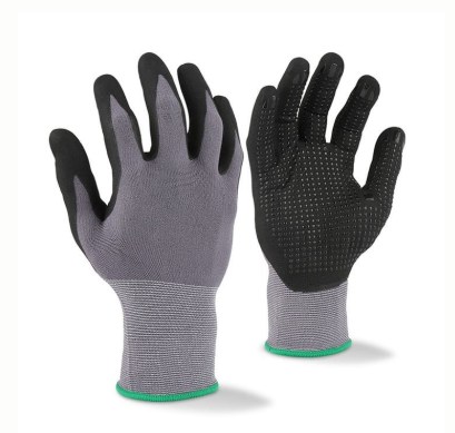 NITRILE CUT LEVEL C GREY HPPE+GLASS FIBER,BLACK FOAM NITRILE+BLACK NITRILE DOTS+BLACK THC - SIZE M