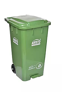 PLASTIC PEDAL WASTE DUSTBIN WITH WHEELS 65 LTRS - GREEN