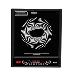 1800 watt Induction Cooktop With Crystal Glass,7 Segments LED Display, Auto Switch off - Black