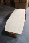 Coffee Table 130*70*37cm (Oak Veneered Solid Wood Legs and Artificial Travertine Marble)