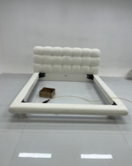 BED 220*194*110cm(Solid wood bed frame. Imported genuine  cowhide. High-density foam Steel-reinforced wood slat foundation carbon steel legs