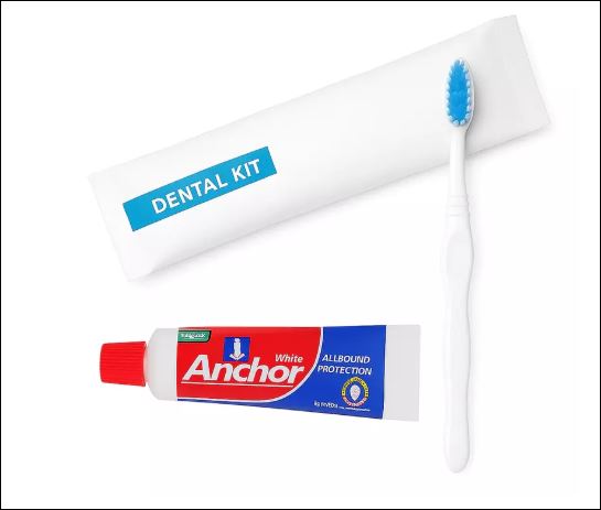 Hotel Dental Kit - Anchor White Toothpaste (8gm) and Toothbrush (Medium Bristle)