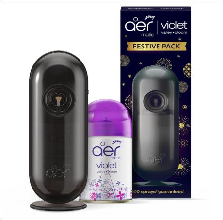 Godrej Aer Matic Kit (Machine + 1 Refill) - Automatic Room Fresheners - Violet Valley Bloom 210ml
