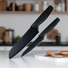 Black Stainless Steel Kitchen Knife Set (Pack of 2)