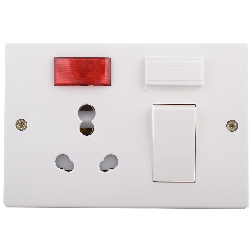 10 Amps Switch And Socket 3+2 With Box & Plate